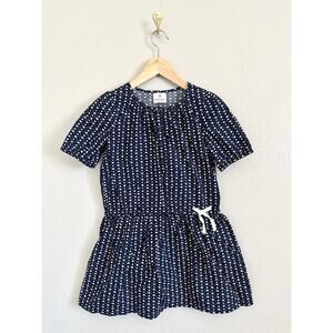 Hanna Andersson Floral Ditsy Flower Navy White Cotton Short Sleeve Dress 130 / 8